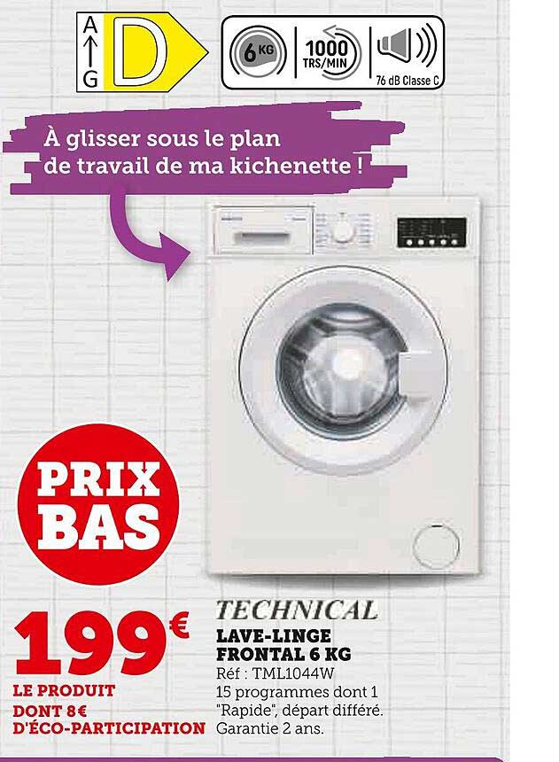lave-linge frontal 6 kg technical