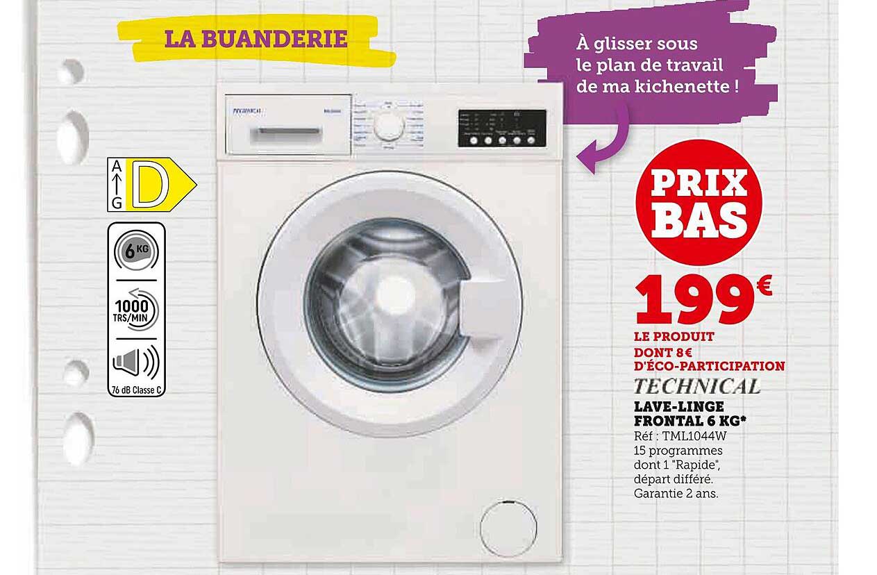 lave-linge frontal 6 kg technical