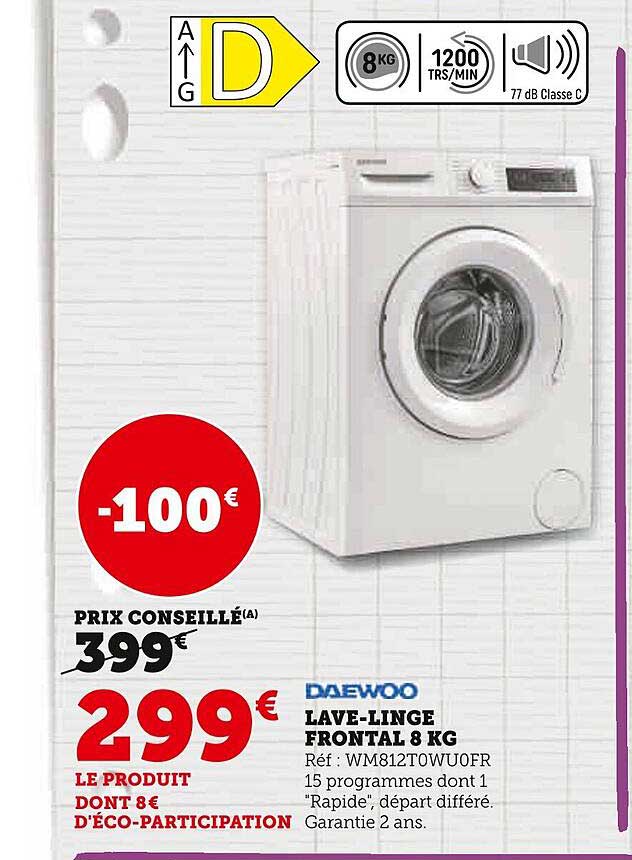 lave-linge frontal 8 kg daewoo