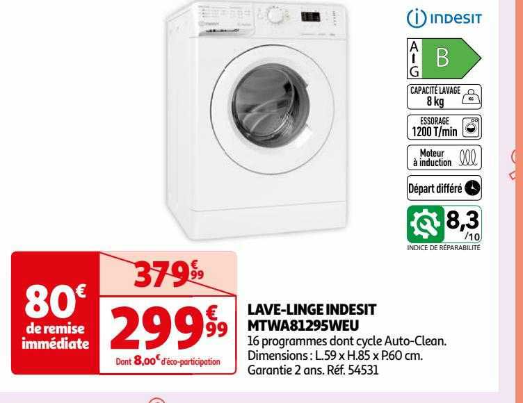lave-linge indesit mtwa81295weu