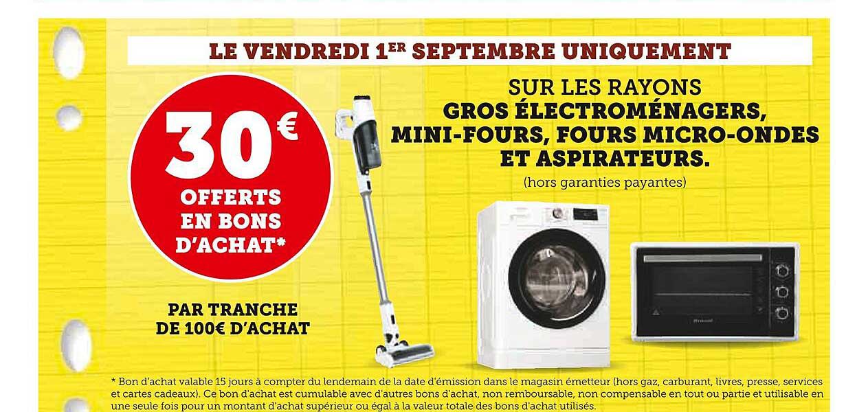 les rayons gros électroménagers, mini-fours, fours micro-ondes et aspirateurs