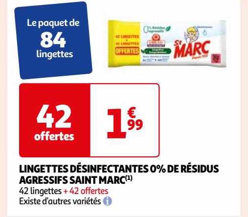 lingettes désinfectantes 0% de résidus agressifs saint marc