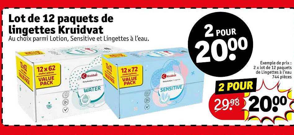 lot de 12 paquets de lingettes kruidvat