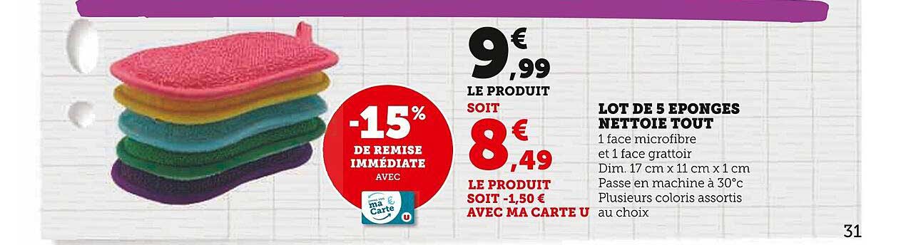 lot de 5 éponges nettoie tout