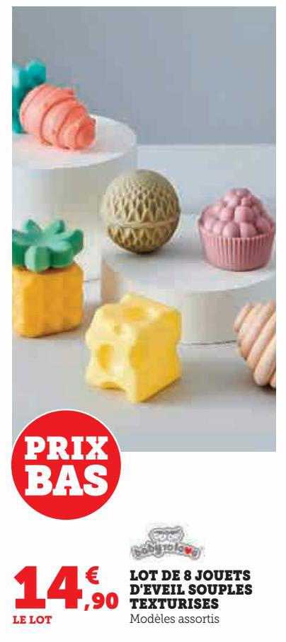 lot de 8 jouets d'éveil souples texturises
