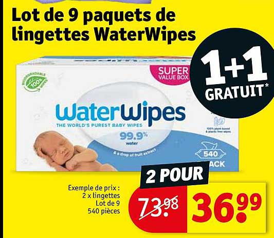 lot de 9 paquets de lingettes waterwipes