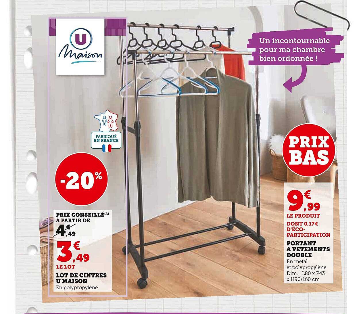 Lot De Cintre U Maison, Portant à Vêtements Double