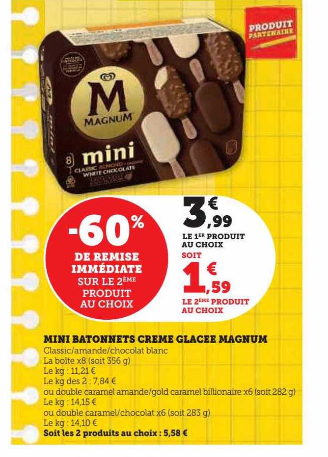 Mini Bâtonnets Crème Glacée Magnum