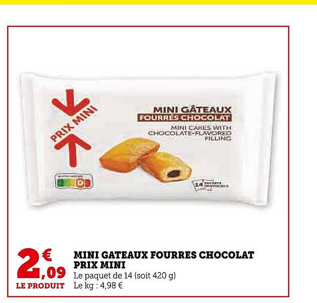 mini gâteaux fourrés chocolat prix mini