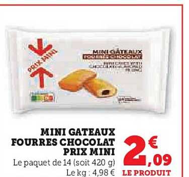 mini gâteaux fourrés chocolat prix mini