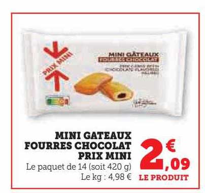 mini gâteaux fourrés chocolat prix mini