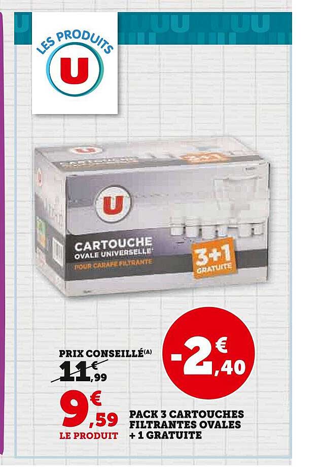 Pack 3 Cartouches Filtrantes Ovales + 1 Gratuite