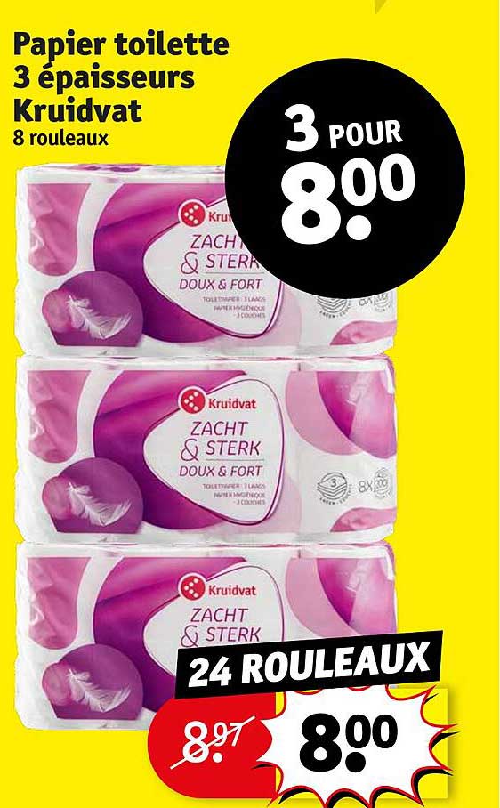 papier toilette 3 épaisseurs kruidvat