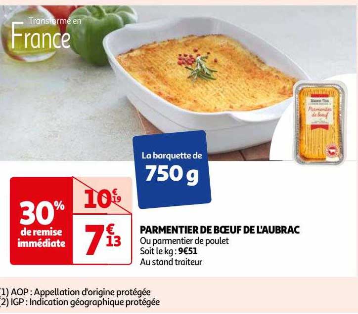parmentier de bœuf de l'aubrac ou parmentier de poulet