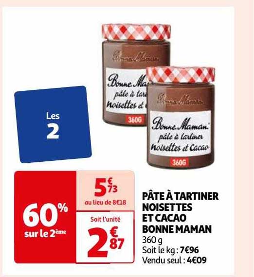 pâte à tartiner noisettes et cacao bonne maman