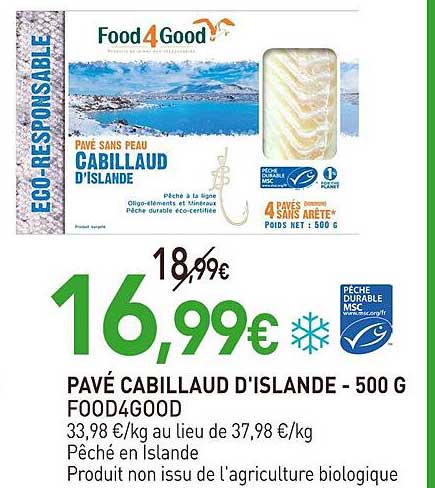 pavé cabillaud d'islande food4good - 500 g