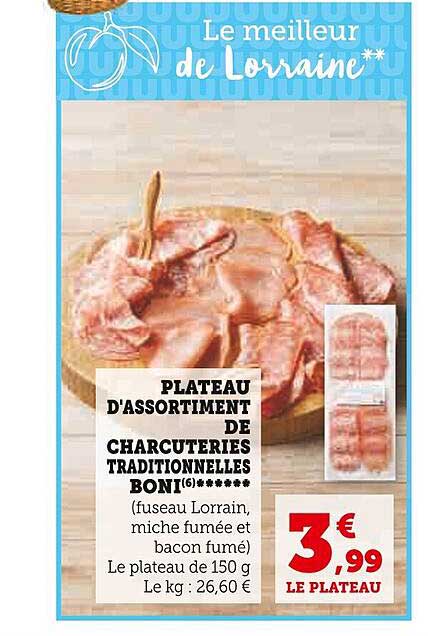 plateau d'assortiment de charcuteries traditionnelles boni