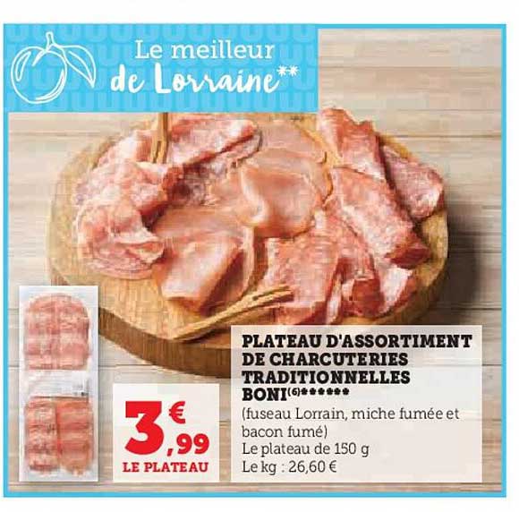 plateau d'assortiment de charcuteries traditionnelles boni