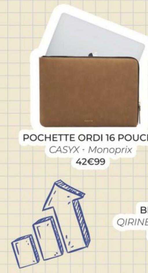 pochette ordi 16 pouces casyx - monoprix