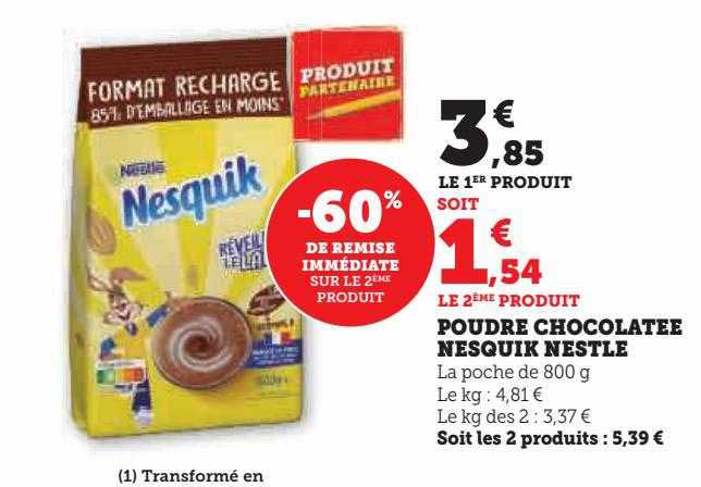 poudre chocolatée nesquik nestlé