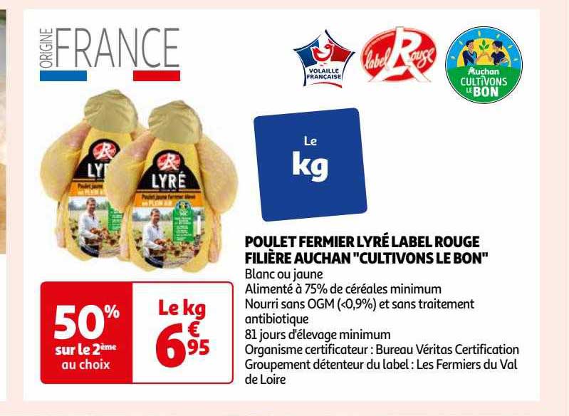 poulet fermier lyré label rouge filière auchan "cultivons le bon"