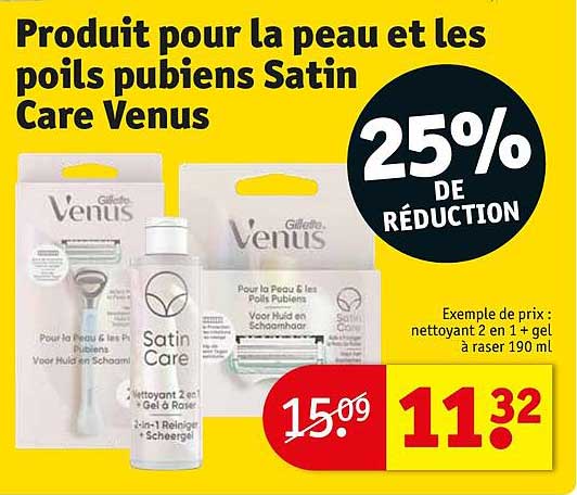 produit pour la peau et les poils pubiens satin care venus