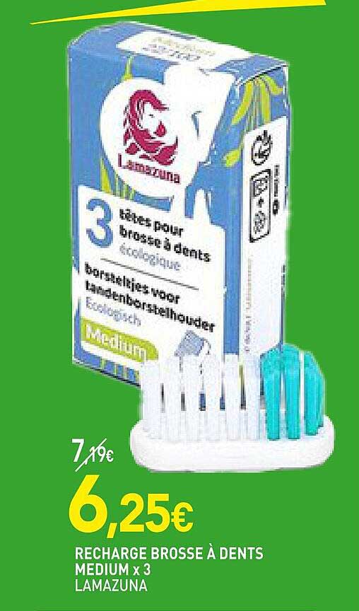 recharge brosse à dents medium x3 lamazuna