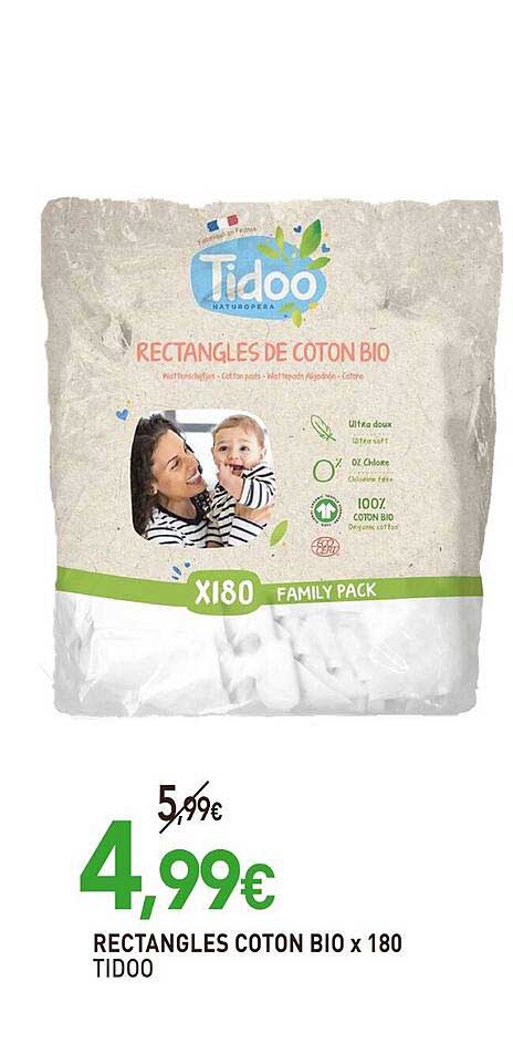 rectangles coton bio x 180 tidoo