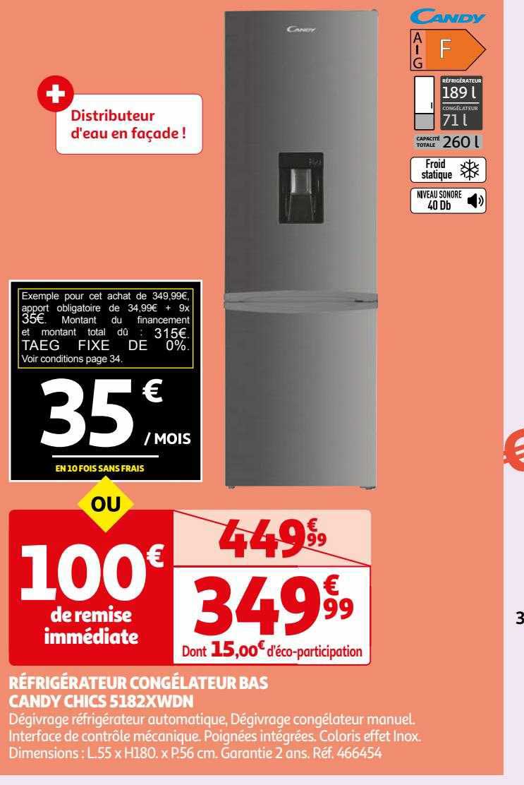 réfrigérateur congélateur bas candy chics 5182xwdn