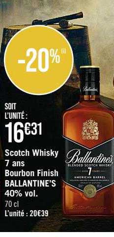 scotch whisky 7 ans bourbon finish ballantine's 40% vol.