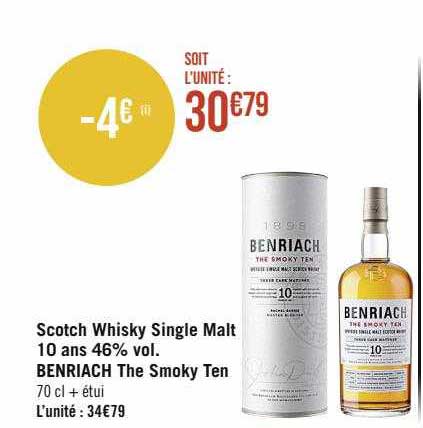 scotch whisky single malt 10 ans 46% vol. benriach the smoky ten