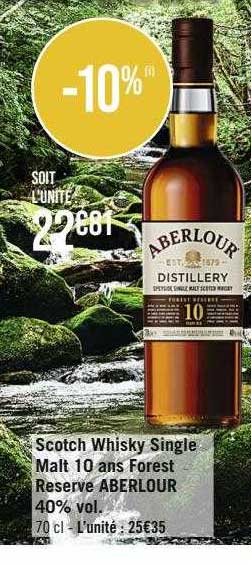 scotch whisky single malt 10 ans forest reserve aberlour 40% vol.