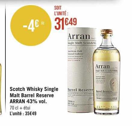 scotch whisky single malt barrel reserve arran 43% vol.