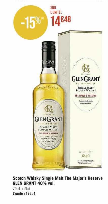scotch whisky single malt the major's reserve glen grant 40% vol.