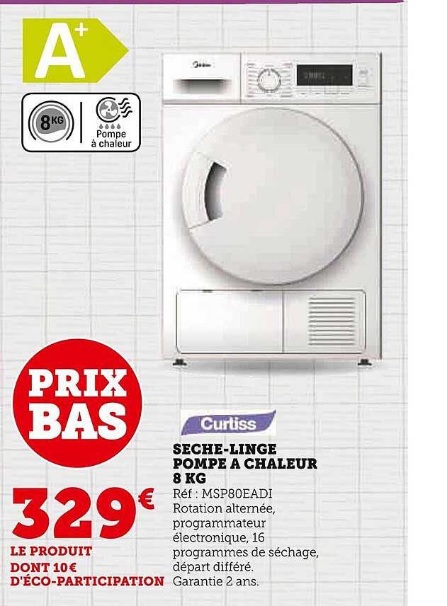 Sèche-linge Pompe à Chaleur 8 Kg Curtiss