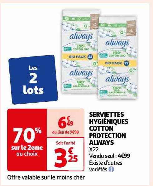 serviettes hygiéniques cotton protection always