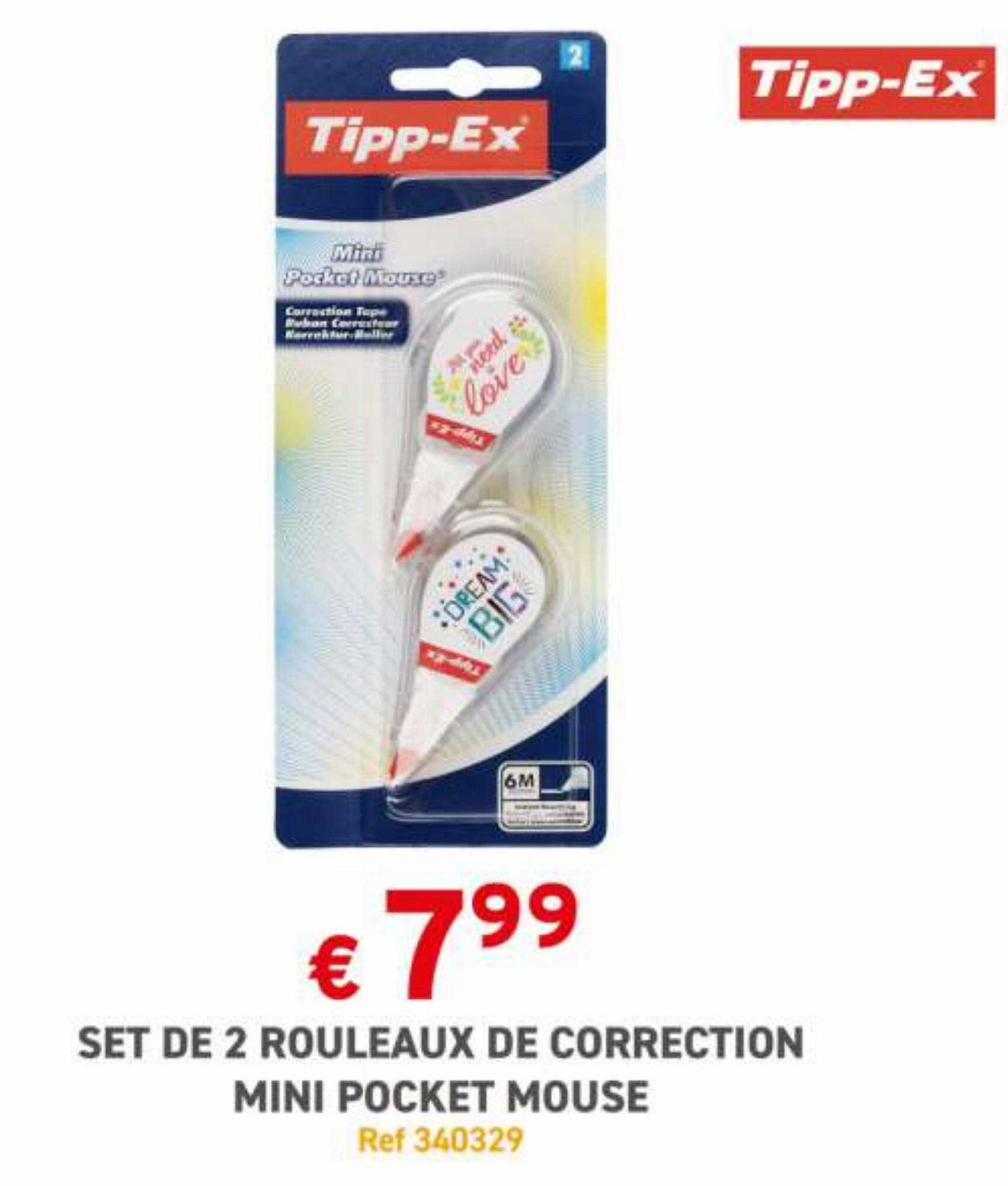 set de 2 rouleaux de correction mini pocket mouse