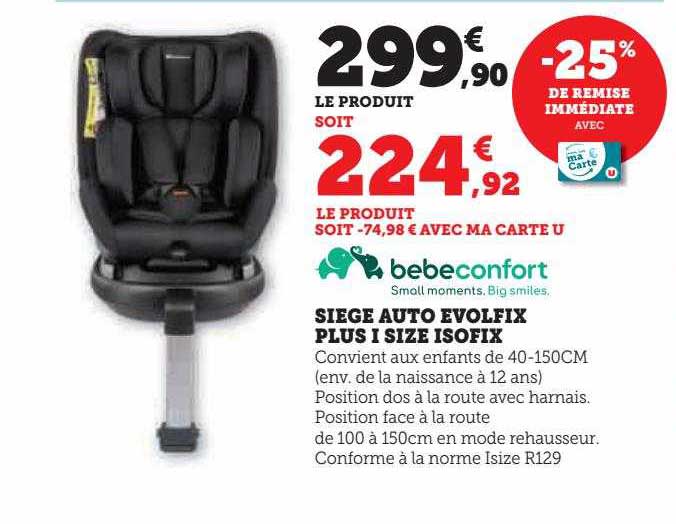 siège auto evolfix plus i size isofix bébé confort