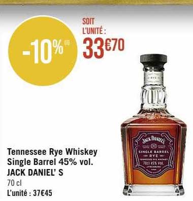 tennessee rye whiskey single barrel 45% vol. jack daniel's