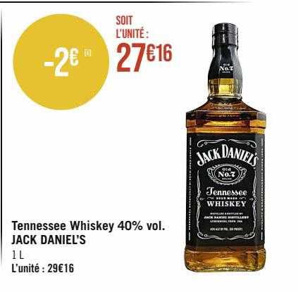 tennessee whiskey 40% vol. jack daniel's