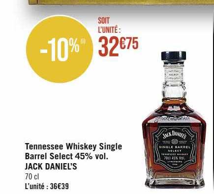 tennessee whiskey single barrel select 45% vol. jack daniel's