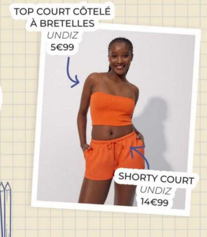 top court côtelé à bretelles undiz, shorty court undiz