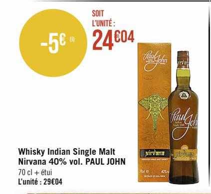 whisky indian single malt nirvana 40% vol. paul john