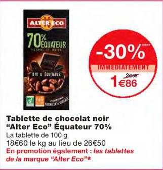 tablette de chocolat noir "alter eco" équateur 70%