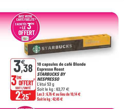 10 Capsules De Café Blonde Espresso Roast Starbucks By Nespresso