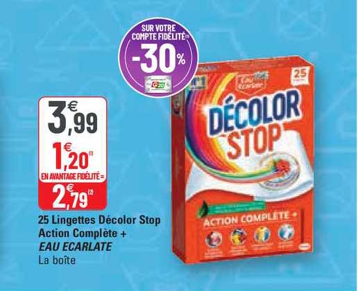 25 lingettes décolor stop action complète + eau écarlate