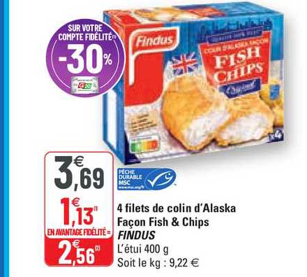 4 Filets De Colin D'alaska Façon Fish & Chips Findus