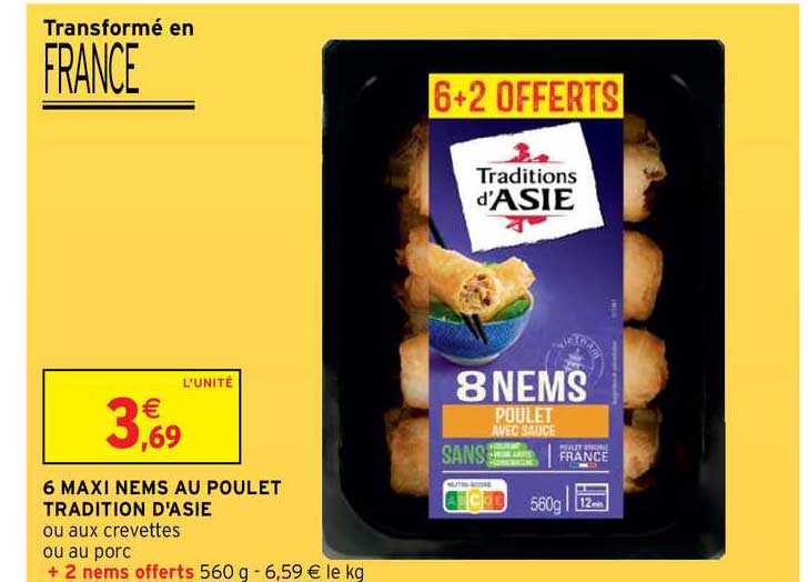 6 maxi nems au poulet tradition d'asie
