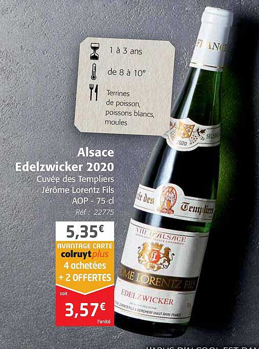 alsace edelzwicker 2020 cuvée des templiers jérôme lorentz fils aop