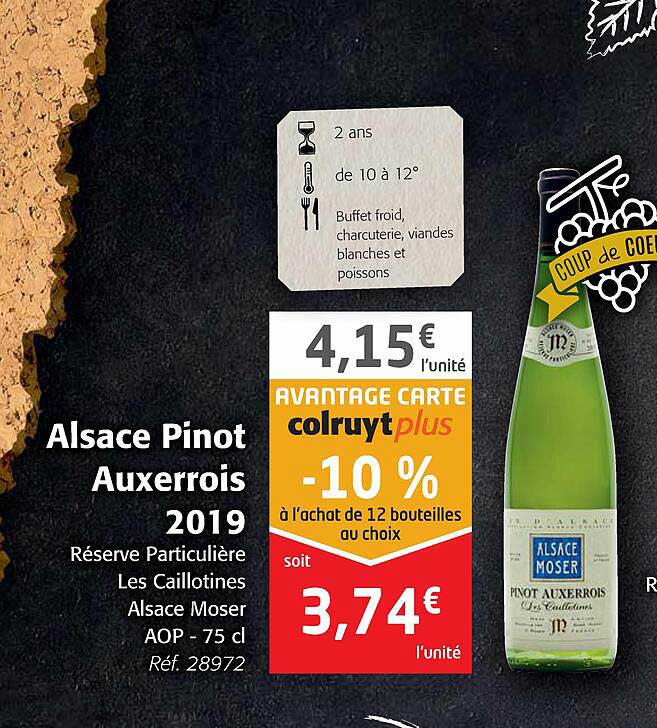 alsace pinot auxerrois 2019 réserve particulière les caillotines alsace moser aop